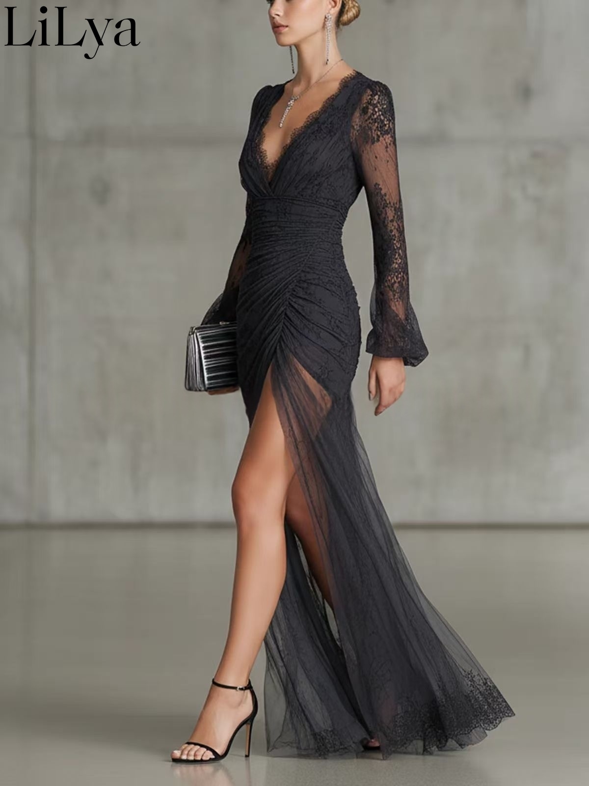 Black Lace Evening Dress Woman - đánh giá và giá Briar Cosplay Prop