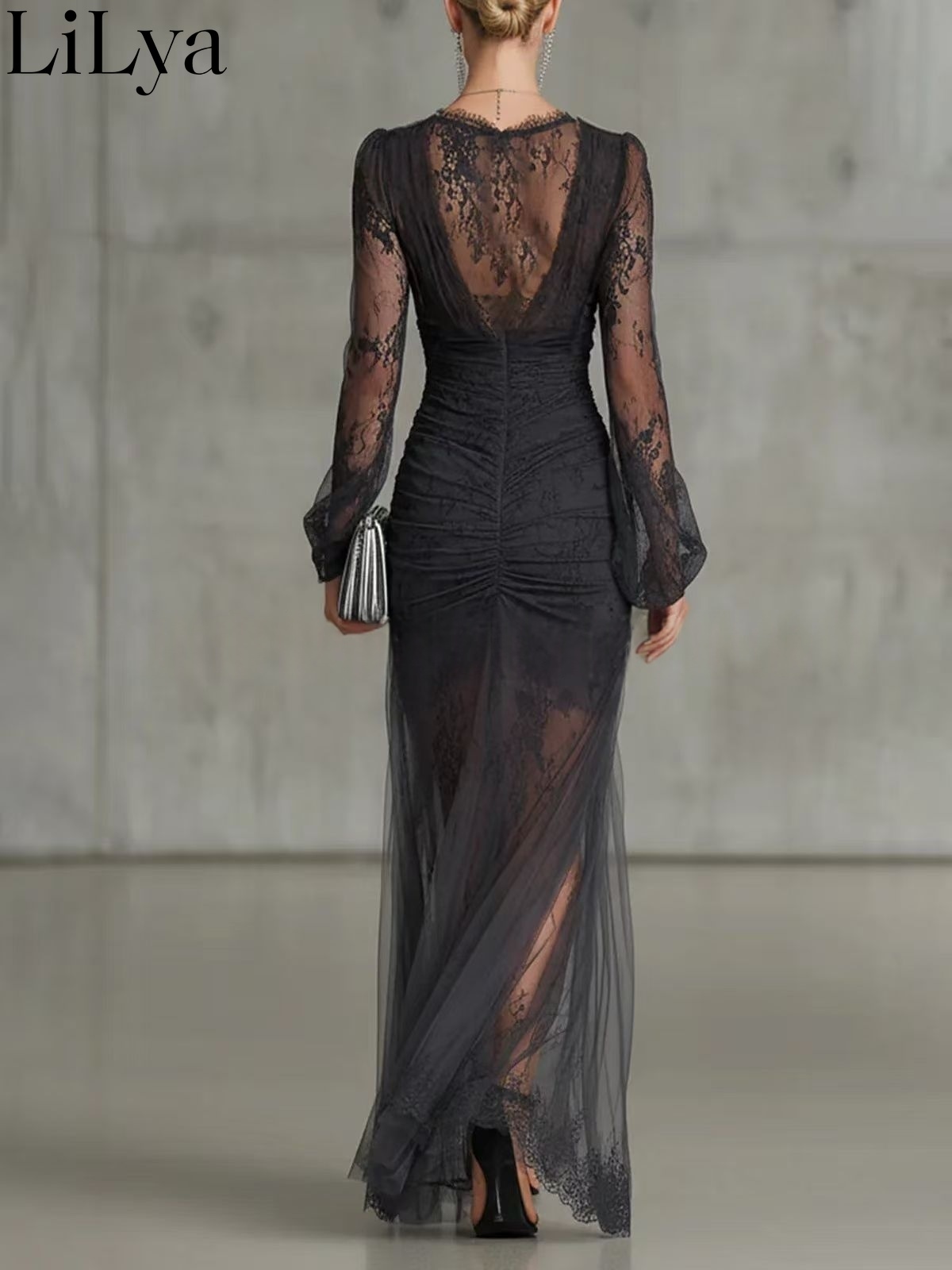 Black Lace Evening Dress Woman - đánh giá và giá Briar Cosplay Prop